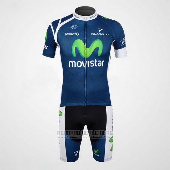 2012 Fahrradbekleidung Movistar Blau Trikot Kurzarm und Tragerhose